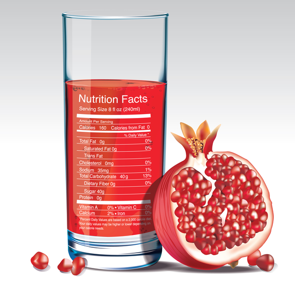 pomegranate juice nutrition vector