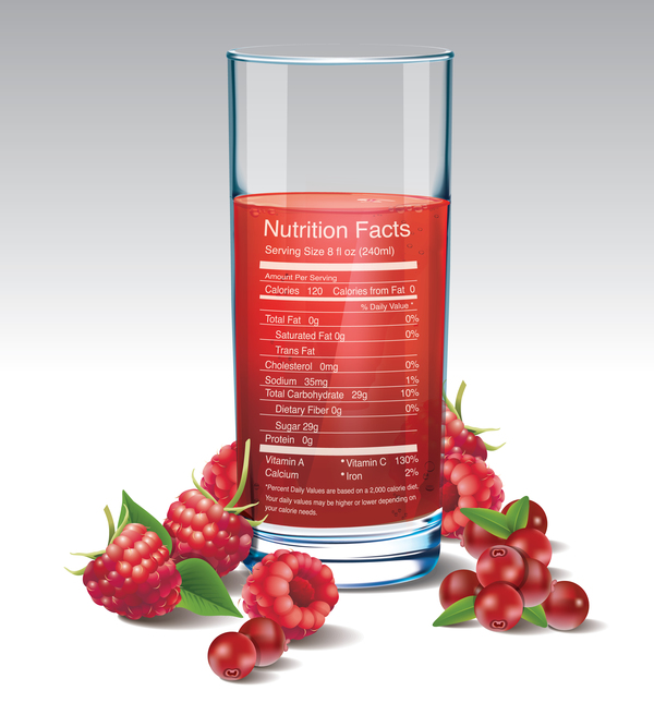raspberries juice vector