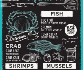 seafood menu vector template