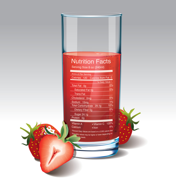 strawberries juice vector