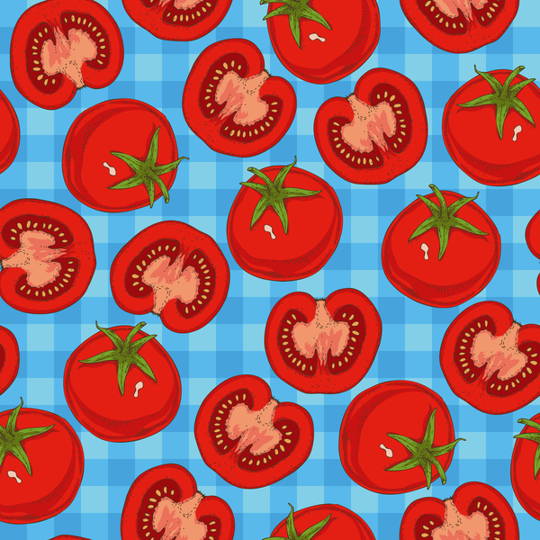 tomatos seamless pattern vector