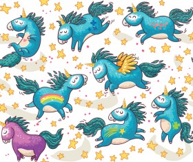 unicorn animal cartoon vectors seamless pattern