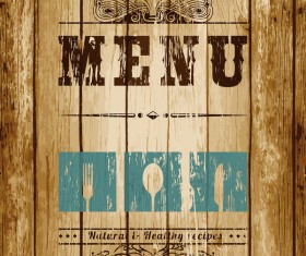 wood board with menu cover vector