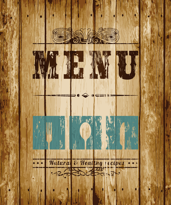 wood board with menu cover vector