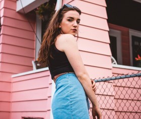 young girl posing in casual style Stock Photo