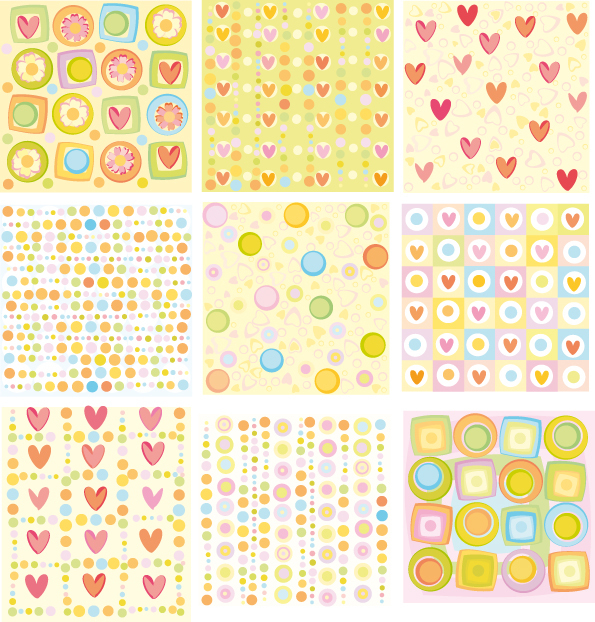 4 Kind cute seamless pattern vector