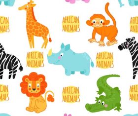 African animal seamless pattern vector 01