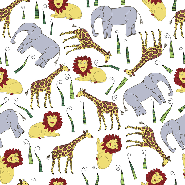African animal seamless pattern vector 02