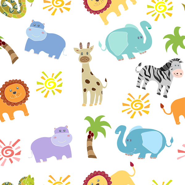 African animal seamless pattern vector 03
