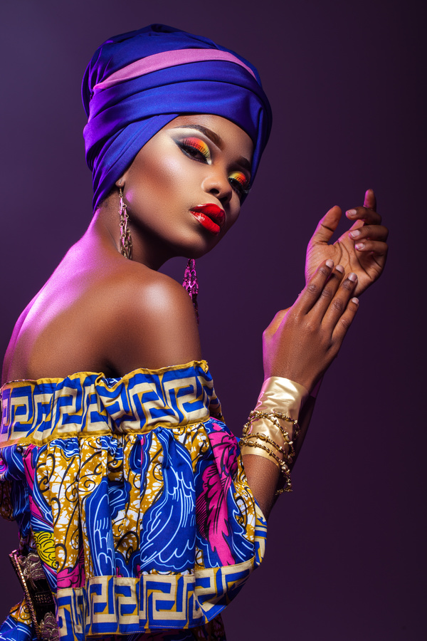 African woman wearing national dress fashion posing Stock Photo 02