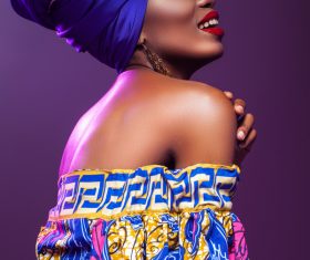 African woman wearing national dress fashion posing Stock Photo 03