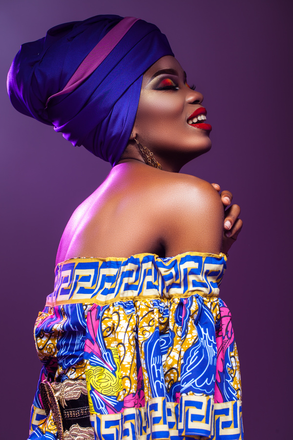 African woman wearing national dress fashion posing Stock Photo 03