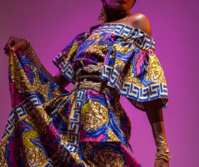 African woman wearing national dress fashion posing Stock Photo 04