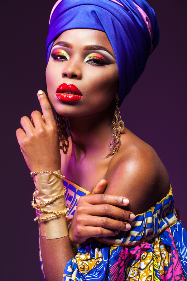 African woman wearing national dress fashion posing Stock Photo 05