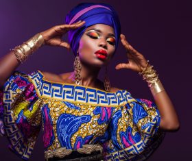 African woman wearing national dress fashion posing Stock Photo 06