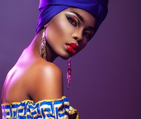 African woman wearing national dress fashion posing Stock Photo 09