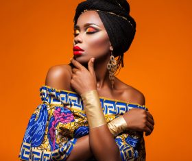 African woman wearing national dress fashion posing Stock Photo 10