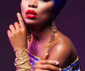 African woman wearing national dress fashion posing Stock Photo 11