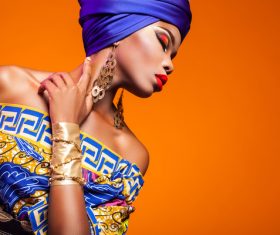 African woman wearing national dress fashion posing Stock Photo 15