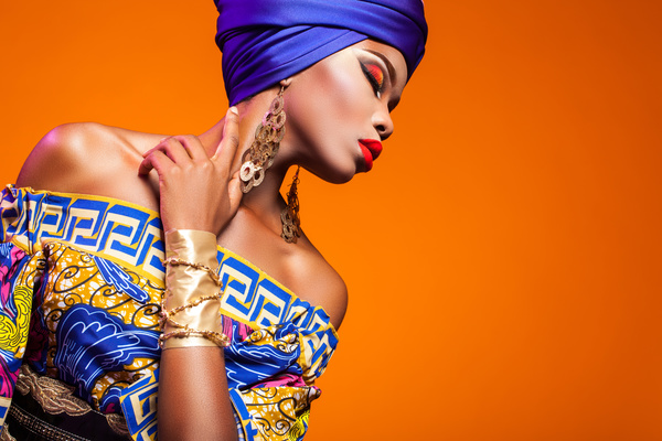 African woman wearing national dress fashion posing Stock Photo 15