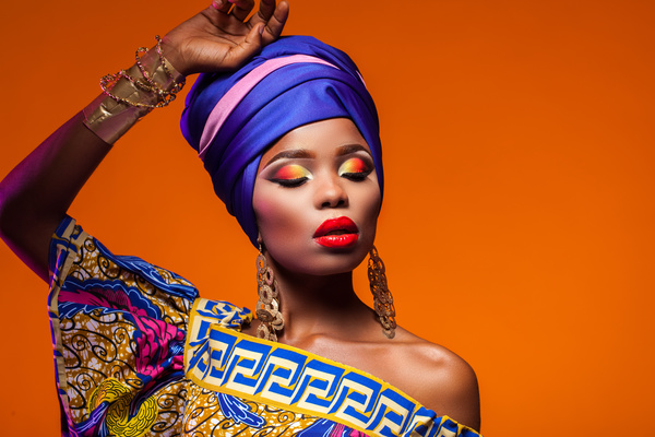 African woman wearing national dress fashion posing Stock Photo 16