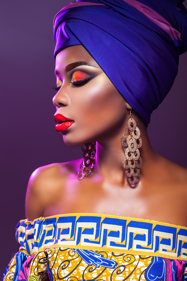 African woman wearing national dress fashion posing Stock Photo 17