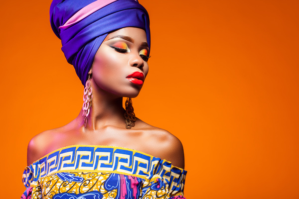 African woman wearing national dress fashion posing Stock Photo 20
