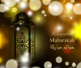 Arabic lamp with mubarak background design vector