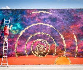 Artist with colorful painting art Stock Photo