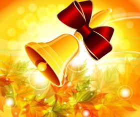 Autumn background with golden bell vector