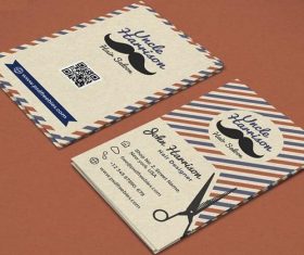 Barber Shop Poster with Business Card PSD Template