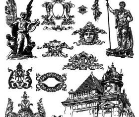 Baroque building with ornaments vector material