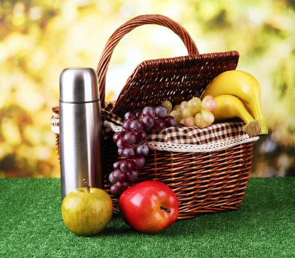 Basket with products for picnic Stock Photo 03