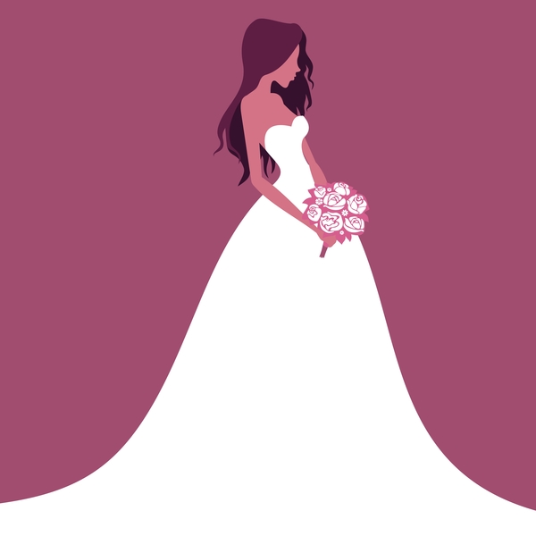 Beautiful bride wedding design vector 01
