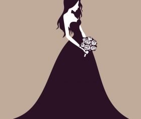 Beautiful bride wedding design vector 02