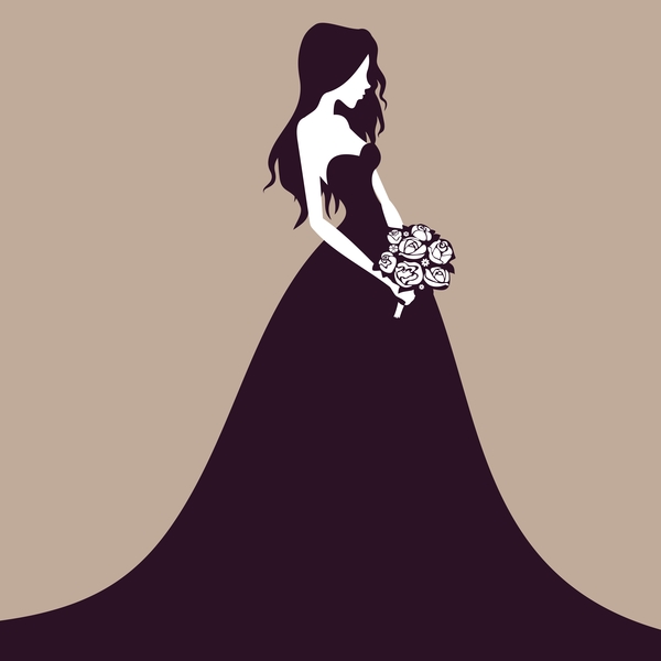 Beautiful bride wedding design vector 02