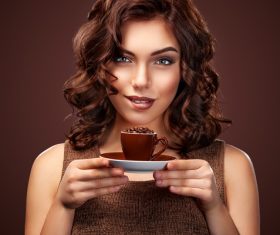 Beautiful smiling woman with a cup of tea Stock Photo 02