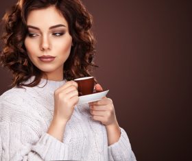 Beautiful smiling woman with a cup of tea Stock Photo 03