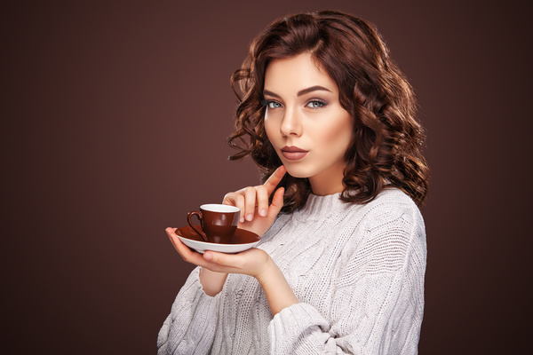 Beautiful smiling woman with a cup of tea Stock Photo 08