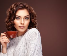 Beautiful smiling woman with a cup of tea Stock Photo 09