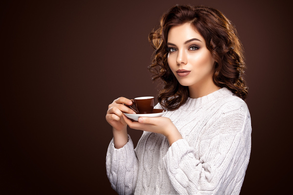Beautiful smiling woman with a cup of tea Stock Photo 10