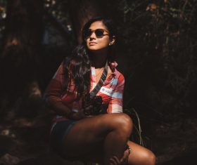Beautiful stylish young girl posing in casual style Stock Photo