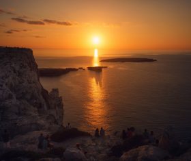 Beautiful sunset scenery on beach Stock Photo