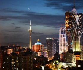 Beautiful urban city landscape at night Stock Photo