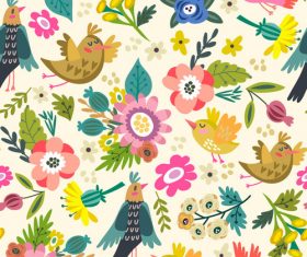 Beige bright spring floral pattern vector