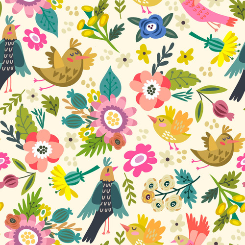 Beige bright spring floral pattern vector free download