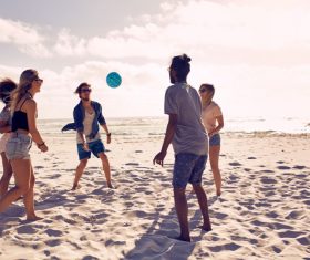 Best friends at beach party Stock Photo 03