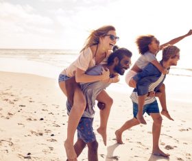 Best friends at beach party Stock Photo 06