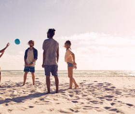 Best friends at beach party Stock Photo 09