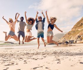 Best friends at beach party Stock Photo 10
